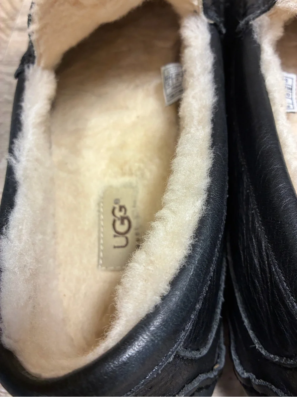 UGG Mens Ascot Full Grain Leather Sheepskin Slippers Loafers Shoes